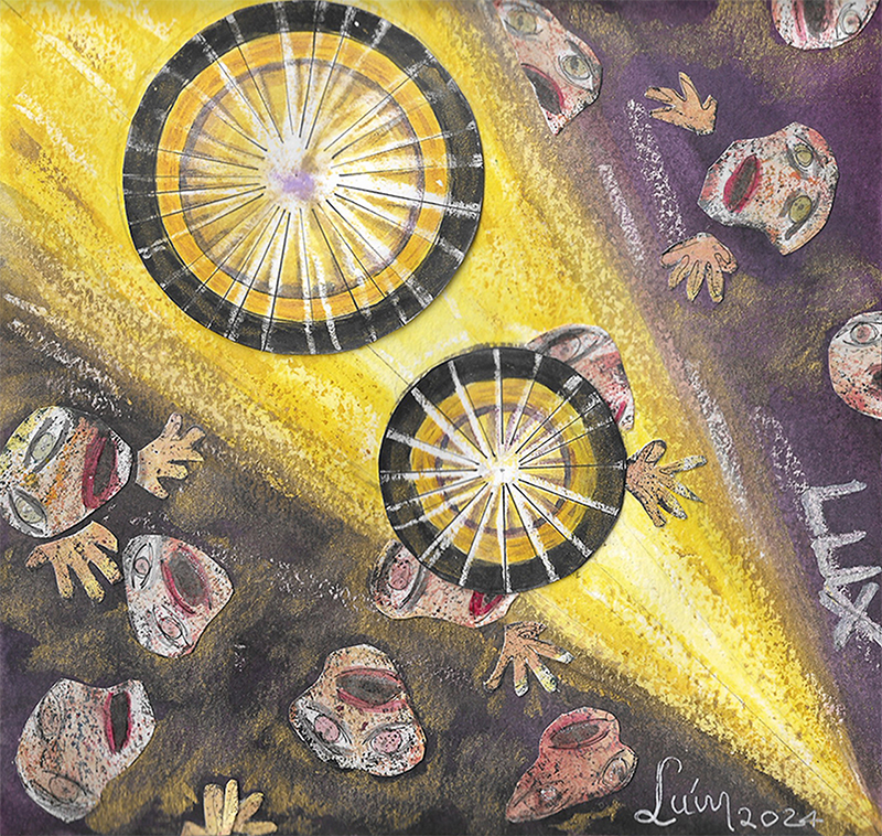 Lúm Caballero Robles Técnica: acuarela sobre papel de algodón, batik en frío, collage. Lúm Caballero Robles Técnica: acuarela sobre papel de algodón, batik en frío, collage.